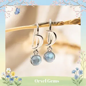 Natural Labradorite Crescent Moon Earrings – Blue Flash Celestial Crystal Jewelry, Elegant Gift for Her, Friends, and Family Elegance