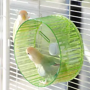6.8-Inch Quiet Spinning Exercise Wheel for Parrots, Hamsters, Turtles & Small Pets - Durable Green Bird Wheel with Soft Cushioned Surface