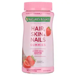 Nature's Bounty Hair Skin and Nail Vitamins With Biotin, Gummies, 90 Ct