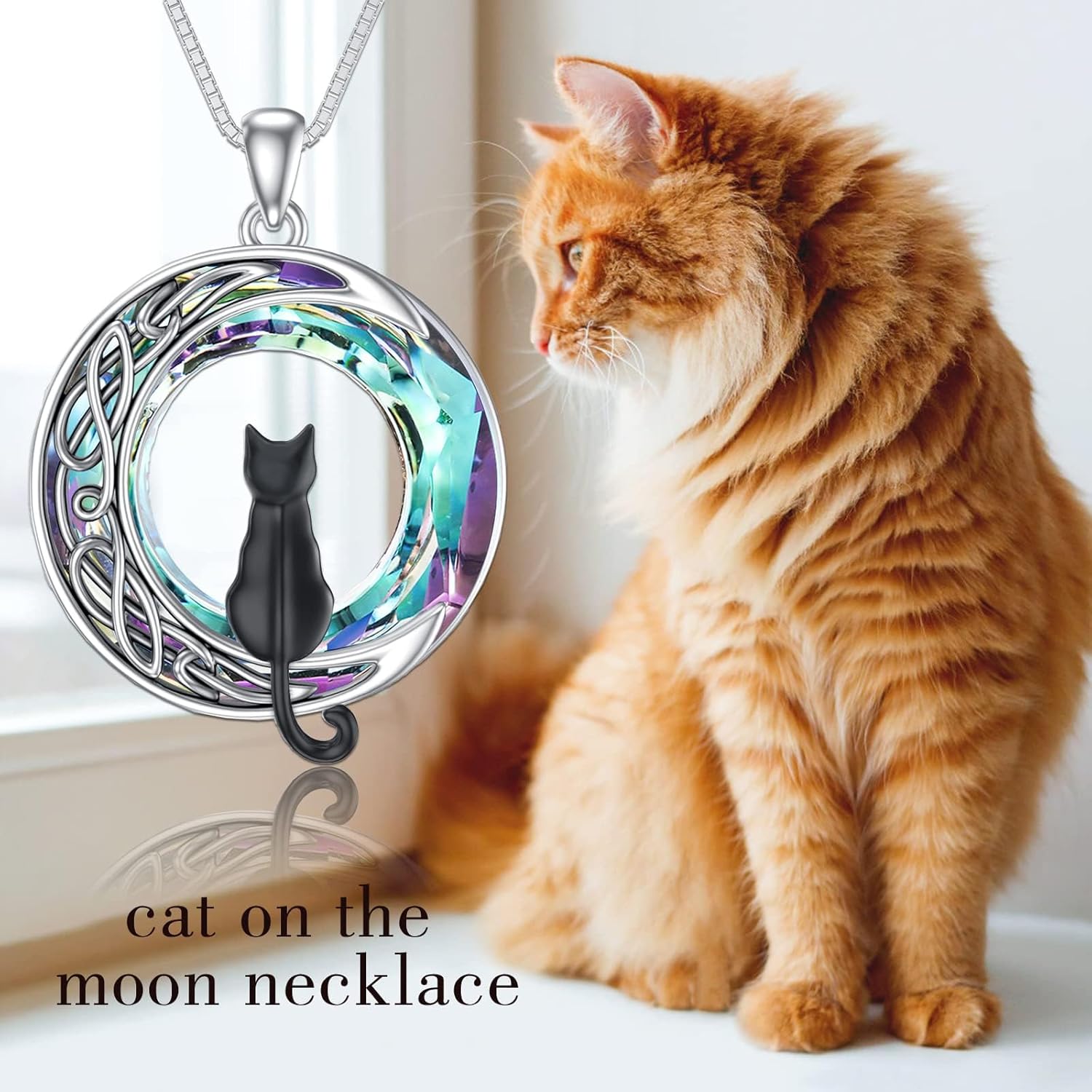TOUPOP Gifts for Cat Lovers Sterling Silver 1 2 3 Cats Necklace with Crystal Mothers Day Gifts for Women Birthday Christmas Celtic Jewelry