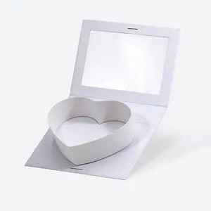 8"x6"x2" Bulk /Red/White/Black Single Heart Shaped Valentine's Day  Fillable  Packaging Box (White with Window, Pack of 6)