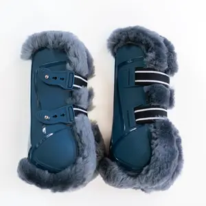 Royal Equestrian Shock Absorbent Sheepskin Tendon Boots Royal Blue