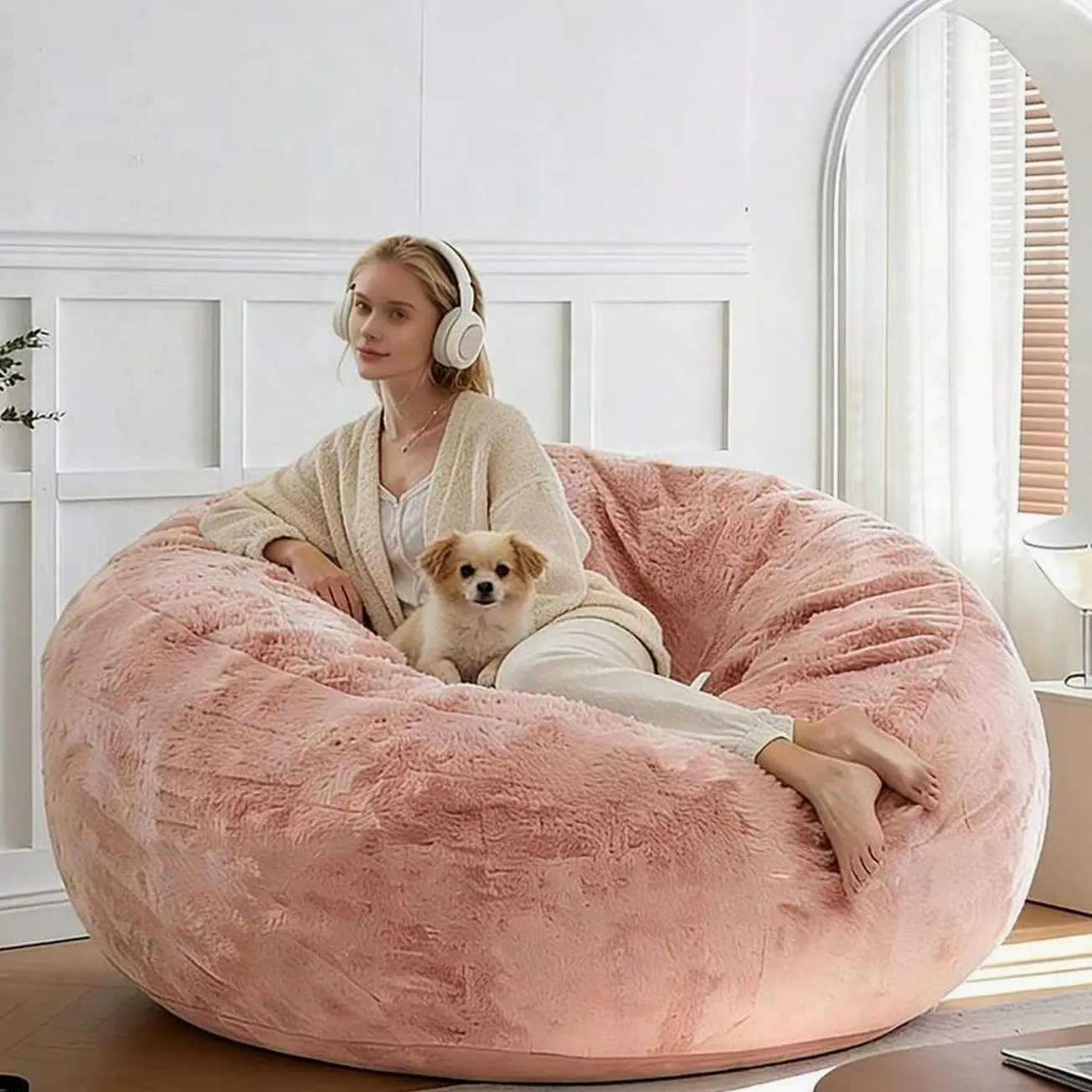 4FT Giant Memory Foam Bean Bag Chair, Soft Plush Oversized Lounger Sofa for Bedroom, Gaming, Reading, and College Dorm Room