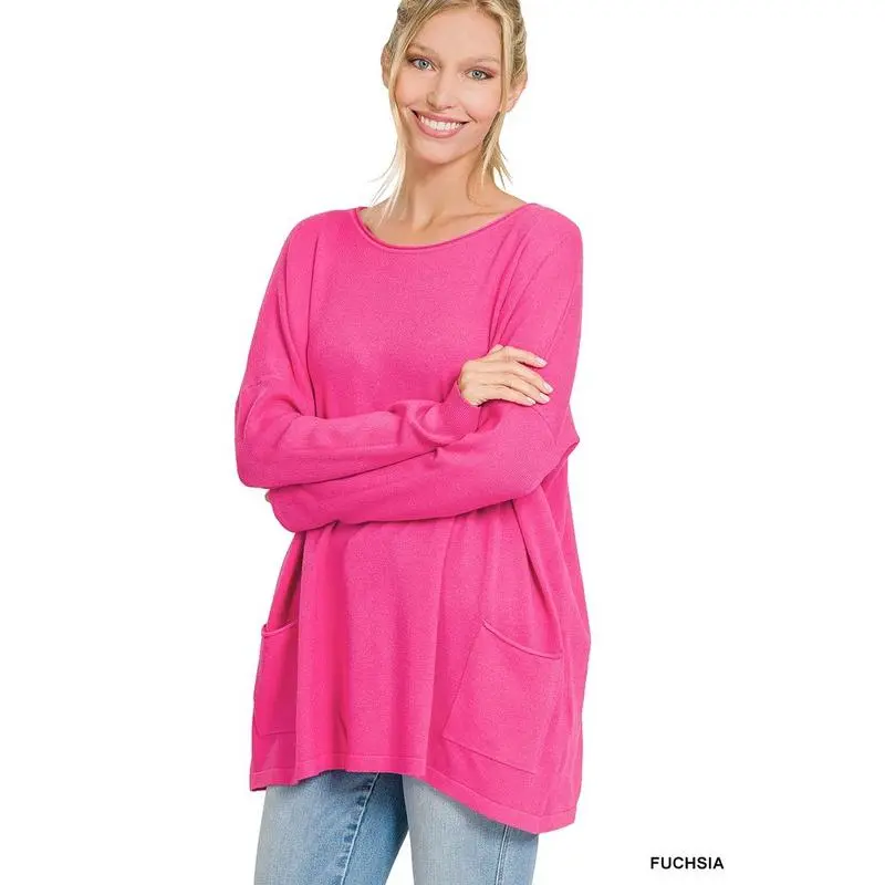 ZENANA Oversized Front Pocket Sweater