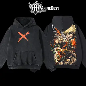 Katsuki Bakugo Premium Washed T-Shirt, My Hero Academia Anime Graphic Tee, Japanese Manga Streetwear Oversized Shirt, Vintage Acid Wash Anime Tee