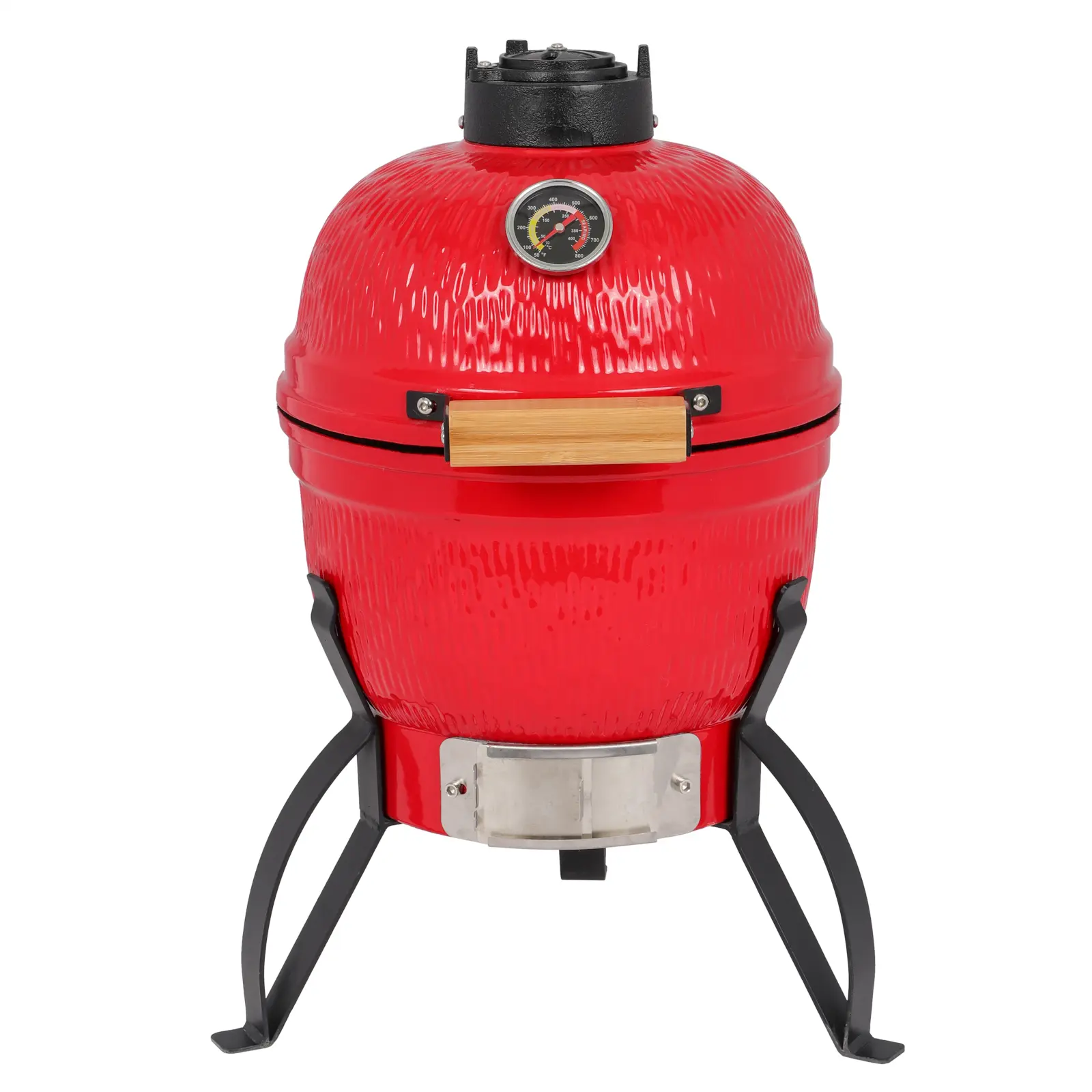 13 Inch Round Ceramic Charcoal Grill Orange Portable Heavy Duty for Outdoor Camping Backyard BBQ