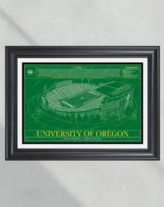 University of Oregon Ducks Autzen Stadium Blueprint Football Print