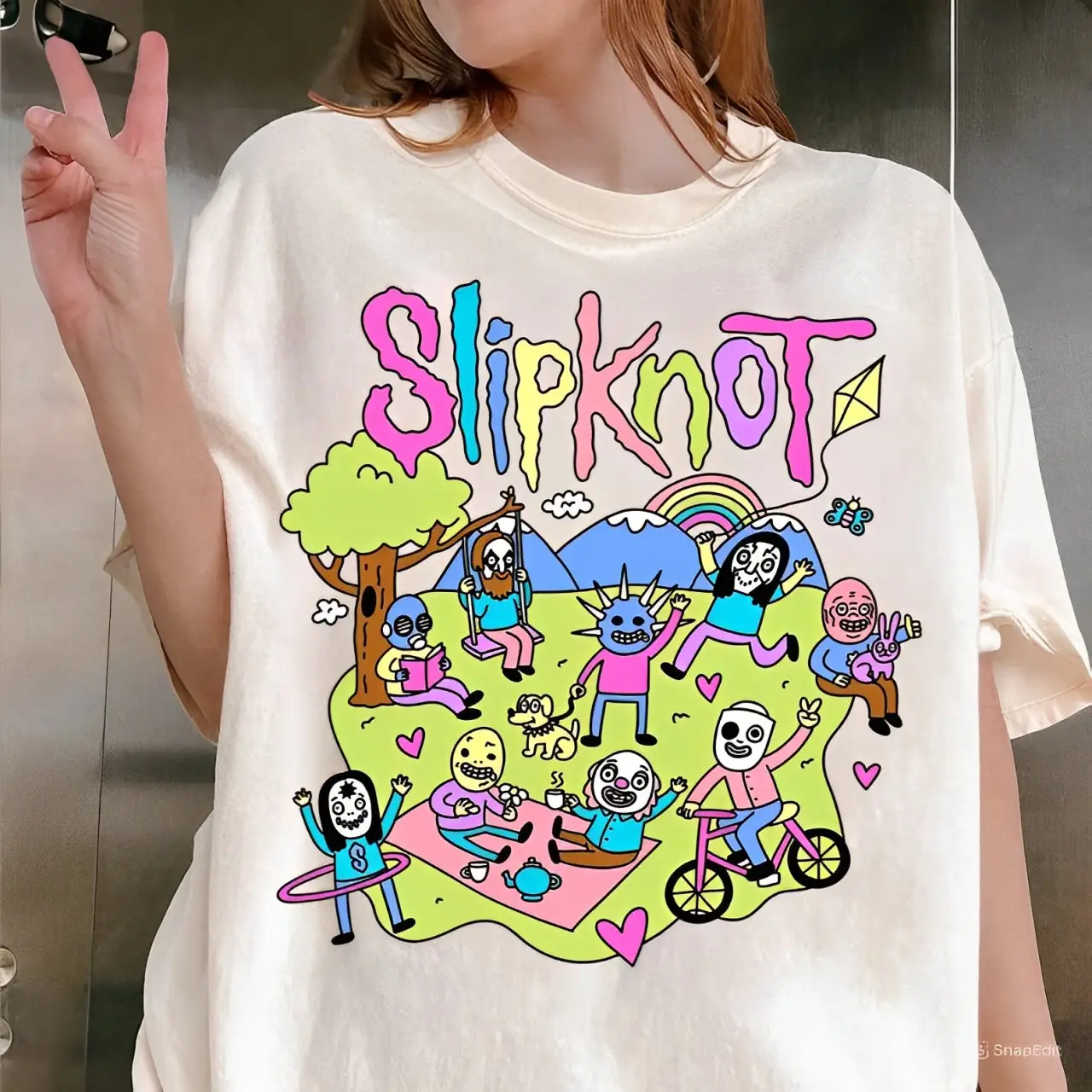 Slipknot Happy Times Playing Together T-shirt - Metal Band Shirt Cotton Graphic Tee Gift Casual Fabric