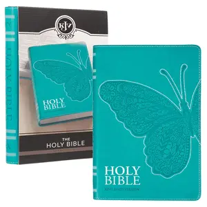 KJV Holy Bible, Gift Edition for Girls/Teens King James Version, Faux Leather Flexible Cover, Teal Butterfly -- Christian Art Gifts - Bible