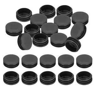 1-5/8" Plastic Tubing End Caps, 24Pcs Black Round Hole Plug Insert for Round Iron Pipe Chair Leg Table Bookshelves Patio Furniture