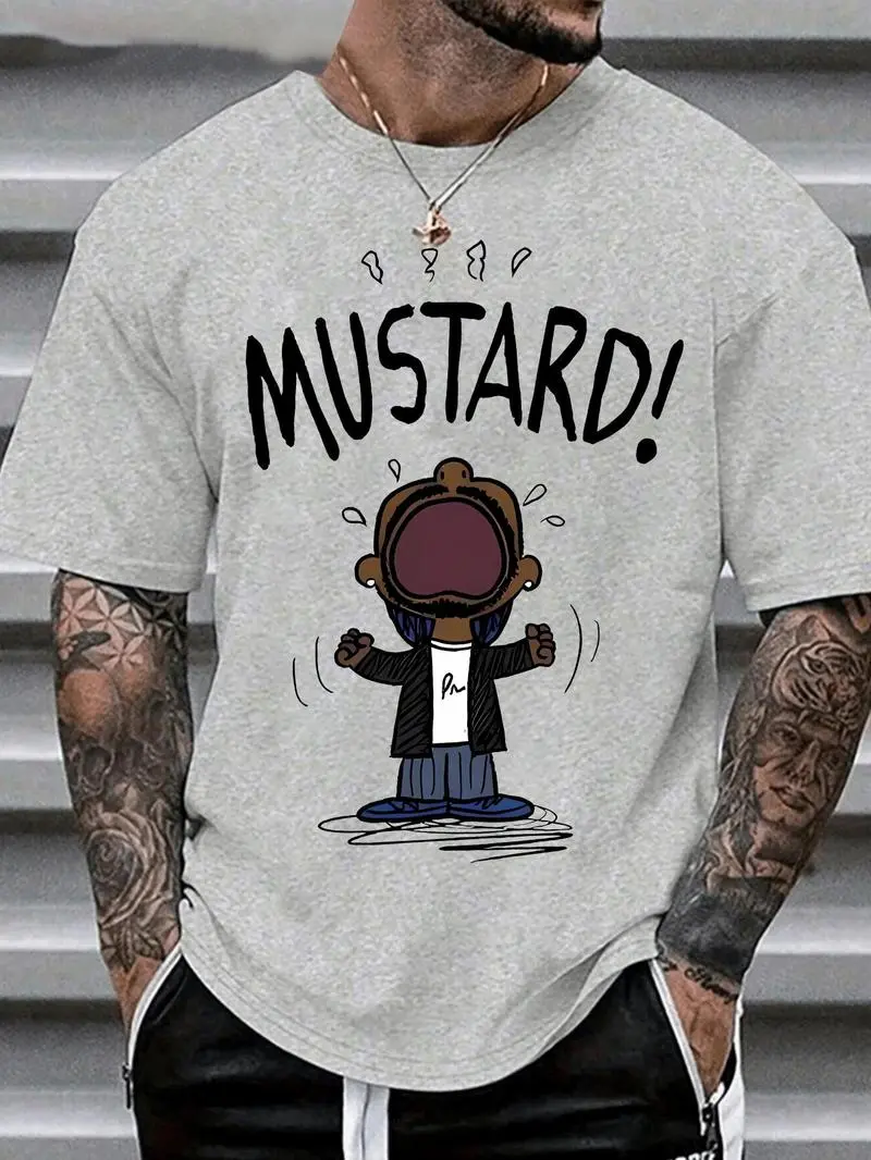 Mustard T-shirt, Loose Casual Fashion Short, Men Funny T-shirt, Gift for Him, Shirt for him.