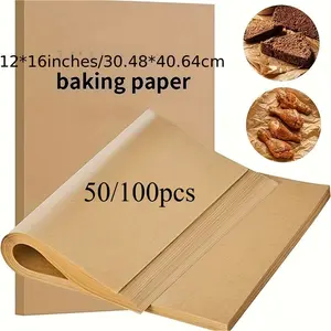100/50 Sheets 12x16 Inch Pre-Cut Baking Paper, Non-Stick Oil-Resistant Multi-Purpose Kitchen Baking Paper, Thick Material for Baking, Frying, Grilling, Bakeware, Baking Accessories