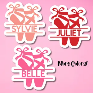 Ballet Shoes Personalized Name Sticker - Customizable Design for Ballet Enthusiasts