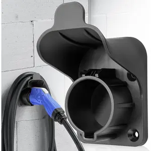 EV Charger Holder SAE J1772 Wall Mount Charging Cable Hanger Organizer, Nozzle Holster Dock Electric Vehicle EVSE PHEV Car Plug Space Saving Garage Wall Connector Cord Hook for Outdoor Indoor