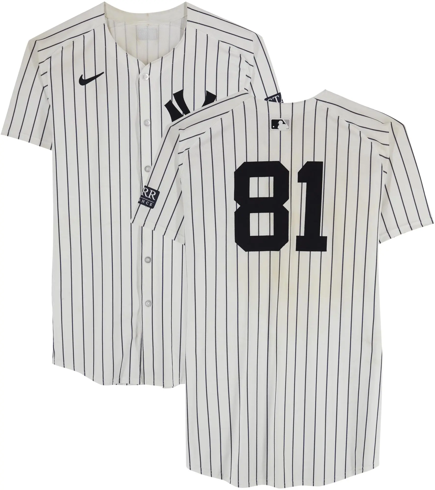 Luis Gil New York Yankees Game-Used #81 White Pinstripe Jersey vs. Cleveland Guardians on August 20, 2024
