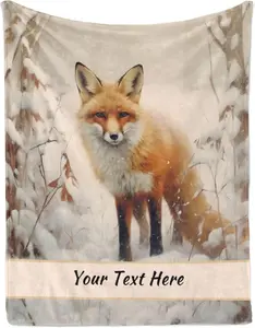 Fox Blankets and Throws, Customized Blanket with Name for Girl Women, Soft and Comfortable, 30"" x 40 Inches