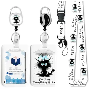 Black  Badge Holder with Retractable Reel and Breakaway Lanyard,Badge Clips Retractable Heavy Duty Badge Reel,,ID Holder with Breakaway Lanyard for School Nurse Office Teen 02