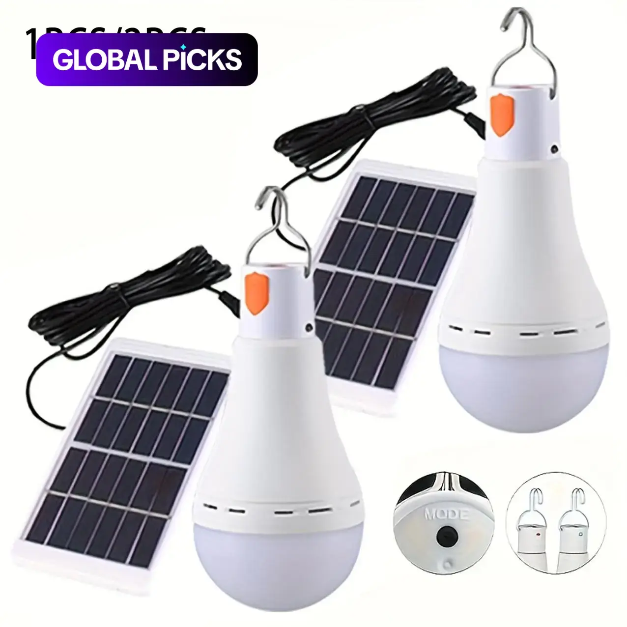 Solar-Powered LED Light Bulb, Emergency Light Bulb with 3 Lighting Modes, Adjustable Brightness Lights, Portable Night Light for Garden, Camping and Fishing #GLOBAL PICKS