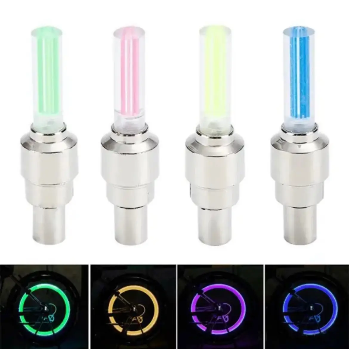 2 Packs Bicycle Waterproof LED Bike Rim Lights for MTB Wheel Tire Valve Spoke