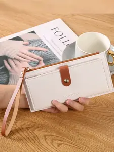 New Multifunctional Ultra-Thin Long Wallet forWomen,Fashionable Folded Zipper Clutch Bag, Pu, Durable Wallet