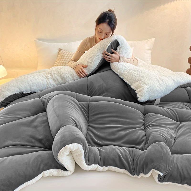 ORHOPUI Thick Winter Blanket in Navy Blue Warm Fleece Luxury Bed Cover with 2 Pillows Fluffy Throw for Cozy Nights Christmas Deal adult woman Elegant Insulation