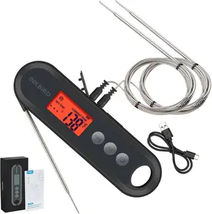 INKBIRD meat thermometer, Black instant barbecue thermometer, 3-in-1 probe Bluetooth waterproof,suitable for frying, kitchen utensils,Measuring Grill
