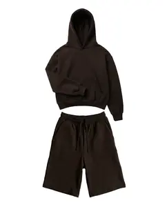 Athletic Z25 Cropped Hoodie & Z24 Baggy Shorts 530GSM Organic Fleece-Back Jersey, Mocha Brown