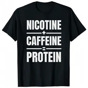 Nicotine Caffeine Protein Unisex Heavy     Cotton Tee - Gym Shirt - Funny Shirt Menswear