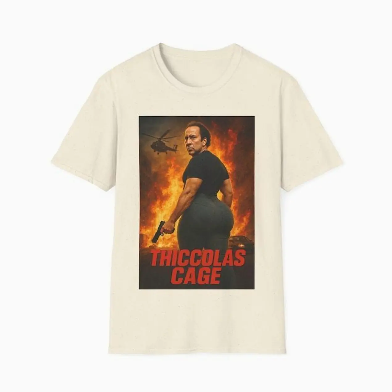 Thiccolas Cage Meme T-Shirt, Celebrity Humor Graphic Tee for Men, for Women, Funny Fan Gift, Retro Comedy Style Shirt Q