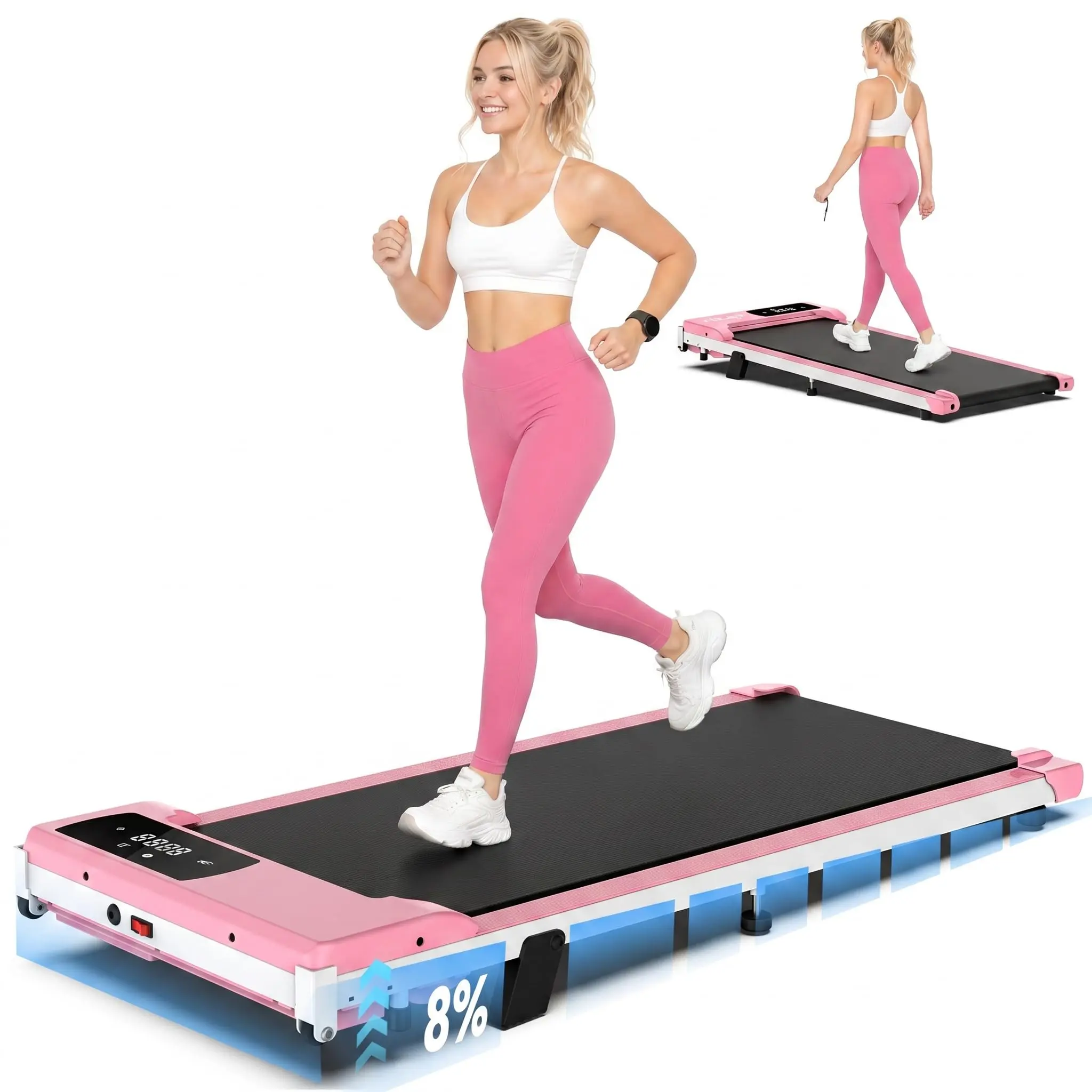 [Deals for your days]Under Desk 2-in-1 Walking Pad for Home & Office, Remote Controlled Under Desk Treadmill Low-Noise with LED Display, 300 lbs Capacity , summerwins Home Fitness Equipment Home Workout Station walking pad treadmill