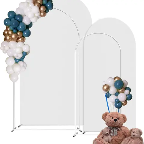 Wedding Party Backdrop Stand & Stretch Cover Set - 7.3FT-6FT Rust-Proof Smooth Aluminum Frame, Wrinkle-Resistant Elastic Spandex Cover, Photo-Compatible, DIY Assembly, Banners for Grad Party Decorations & Room Decor