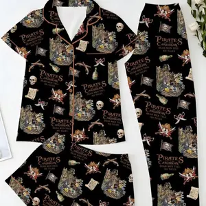 Yo Ho Yo Ho Pirate's Life For Me Unisex Satin Pajamas, Long Sleeve And Short Styles #pajamas