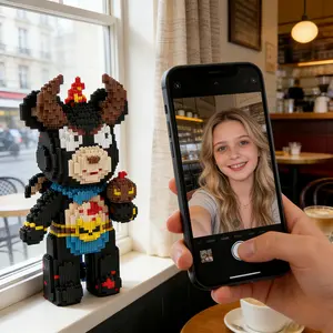 Wwjd Dark Yak Demon Bear Stem Building Blocks Model, 3D Puzzle Toy Stress Relief, Indoor Decoration, Birthday Christmas New Year Gift