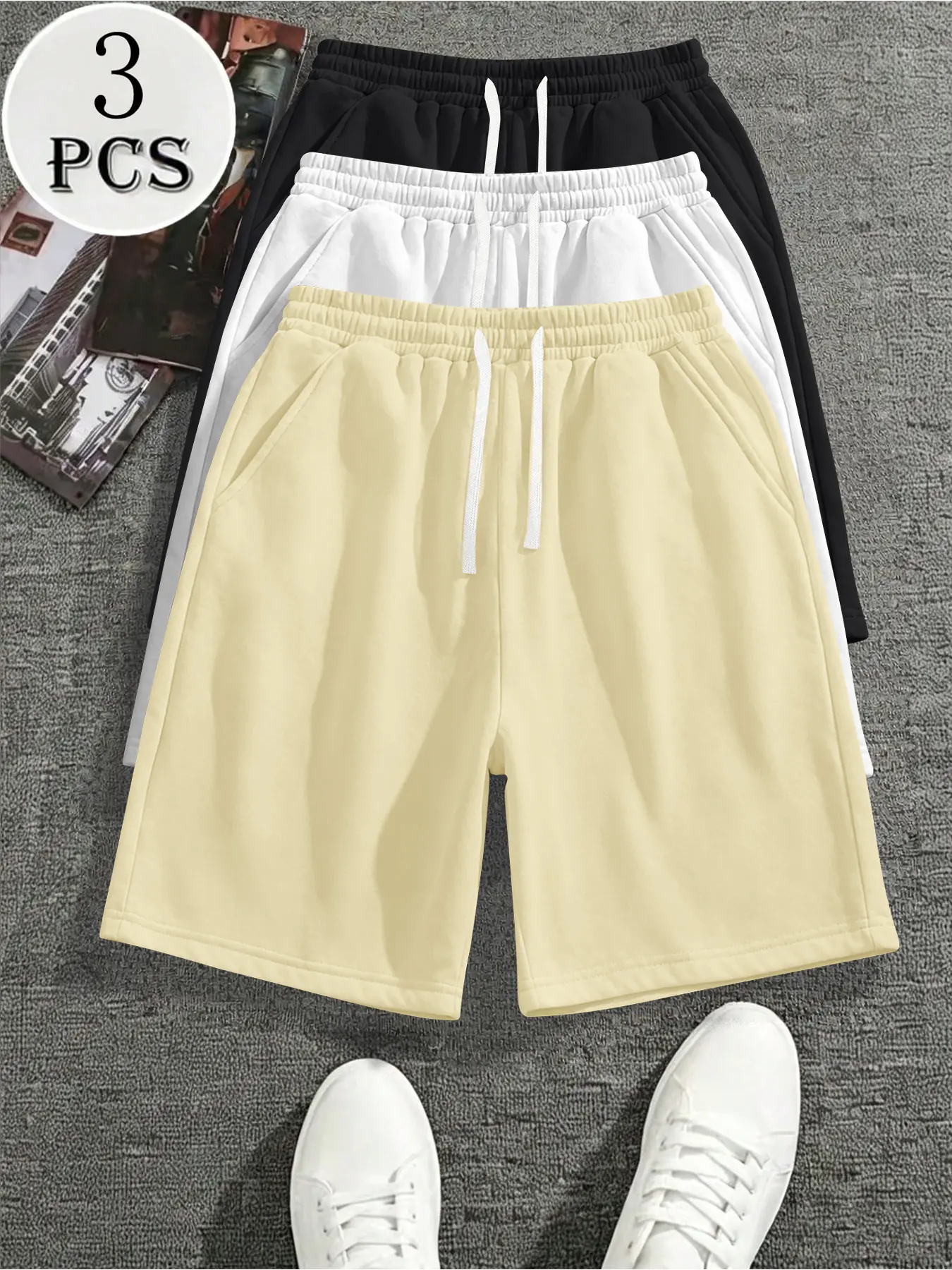 Men’s Fashion Vintage Multi-Pack Athletic Casual Shorts in trendy streetwear style, designed with elastic drawstring waistband. Crafted from lightweight, breathable fabric for all-day comfort. Perfect for surfing, basketball and other outdoor activities,