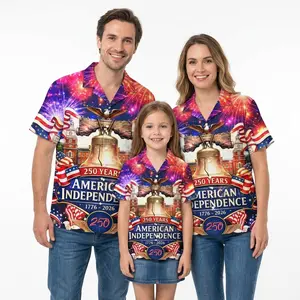 Independence Day Top, Unisex Fits Gift for Family,Happy Fourth of July Hawaiian Family Matching Summer Shirt, Patriotic Aloha Shirt Button Up, USA Flag Party Shirt,  1776-2026 Patriotic, Independence Day Gift,