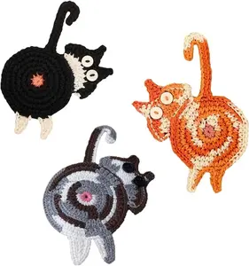 3 Pcs Drink Coaster | Cat Gifts for Cat Lovers,Fun Woven Creative Coasters,Cute Coffee Coaster for Home Decor Tabletop Protection Suitable for Kinds Cups