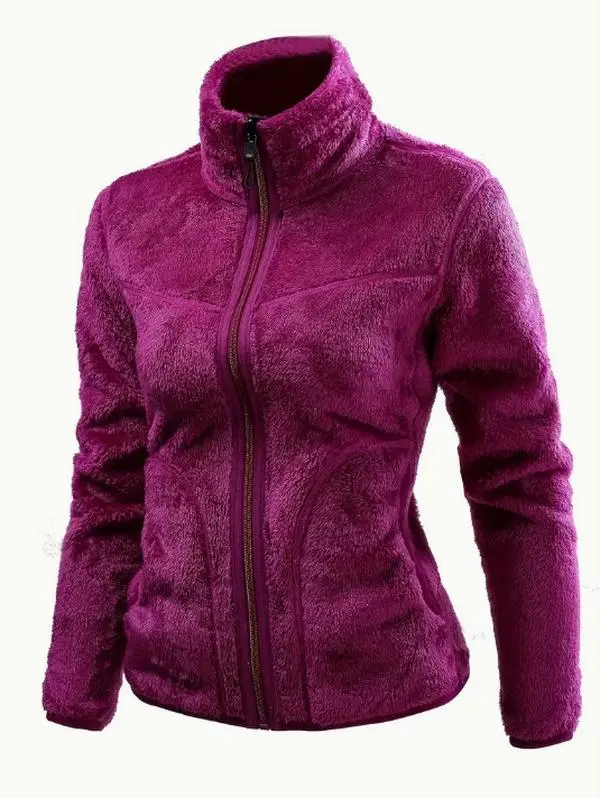 Thick Double-sided Wearable Fleece Anti-static Jacket, Casual Solid Color Warm Jacket, Women's Sportswear