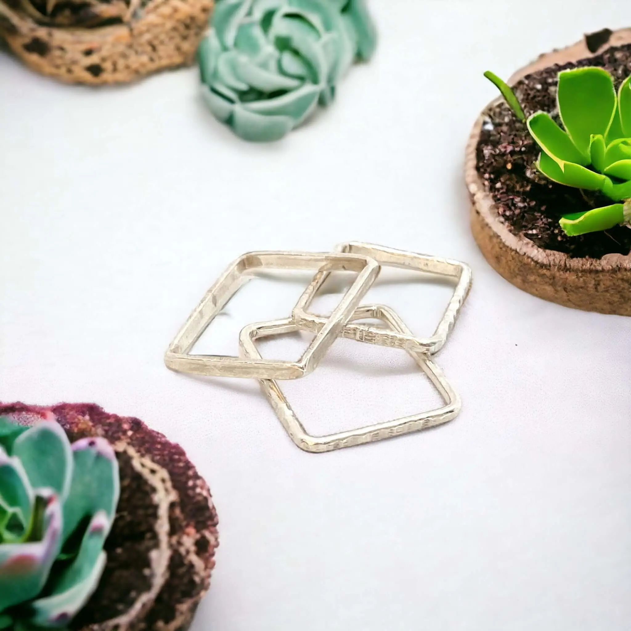 Companions Square Rings | Sterling Silver