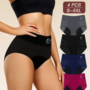 Lucky Women's 4-Piece Period Panties Set Elegant Comfortable Breathable Elastic Leak-Proof Underwear for Everyday Wear Versatile Practical Women'swear Fit Protection