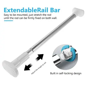 80Cm Adjustable Telescopic Hanger Rod Stainless Steel Clothesline Bar Drying Support Wardrobe Closet Bathroom Shower Curtain