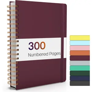 Lined Spiral Journal Notebook with 300 Numbered Pages, B5 College Ruled Thick Journals for Writing with 100GSM Paper, Hardcover Notebooks with Contents for Work, School, Women, Men, Burgundy