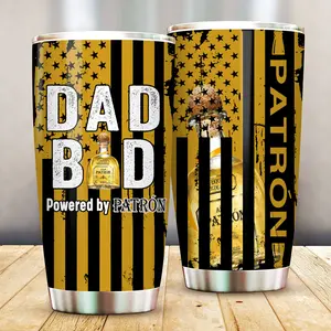 Dad Bod Powered by Patrón Tequila American Flag  Tumbler 20oz, Father’s Day Gift for Tequila-Loving Dads - Drinkware Flasks Beverage Stylish Portable