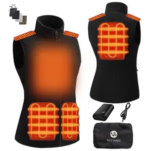【Includes Power Bank】Norwell Heated Vest Fleece Vest Puffer Vest Women Sleeveless Zip Up Outerwear Stand Collar Quilted Vest Warm Winter Jackets Coats with Pocket