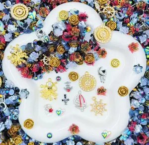 Pirate Secret - Metal Jewelry Charms with Soft Resin Flowers & Rhinestones – Drillable Floral Resin Decorations for DIY Jewelry & Crafts