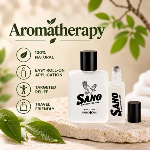 SANO Essential Oil (Wintergreen & Eucalyptus) - Natural Aromatherpy |  50ml + 5ml Travel Size with Purchase | All Natural, Made in USA