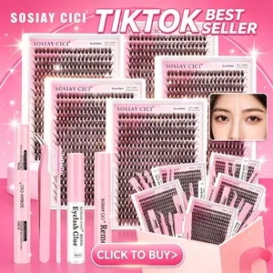 SOSIAY CICI 320PCS 40D D Curl Lash Clusters Kit, Thick Volume DIY Eyelash Extensions Set with Bond&Seal, Remover, Tweezers & Free Clear Glue.Stock up now! Essential gift list for holidays