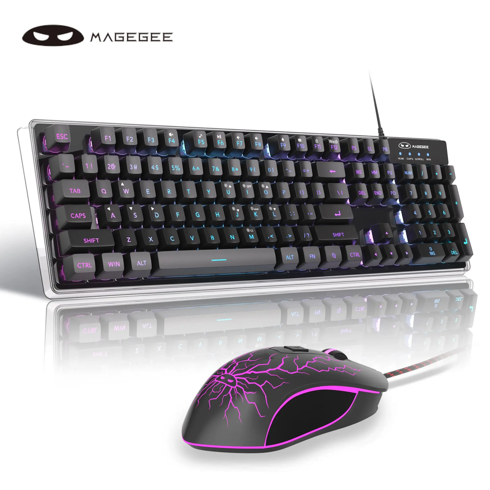 K1 RGB LED Backlit Wired Keyboard with 104 Key Computer PC Gaming Keyboard for PC/Laptop (Black)