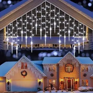 Solar LED Icicle String Lights, 96 Leds Fairy Lights for Bedroom Garden Wedding Party Decoration, Holiday Decorations for Christmas Halloween