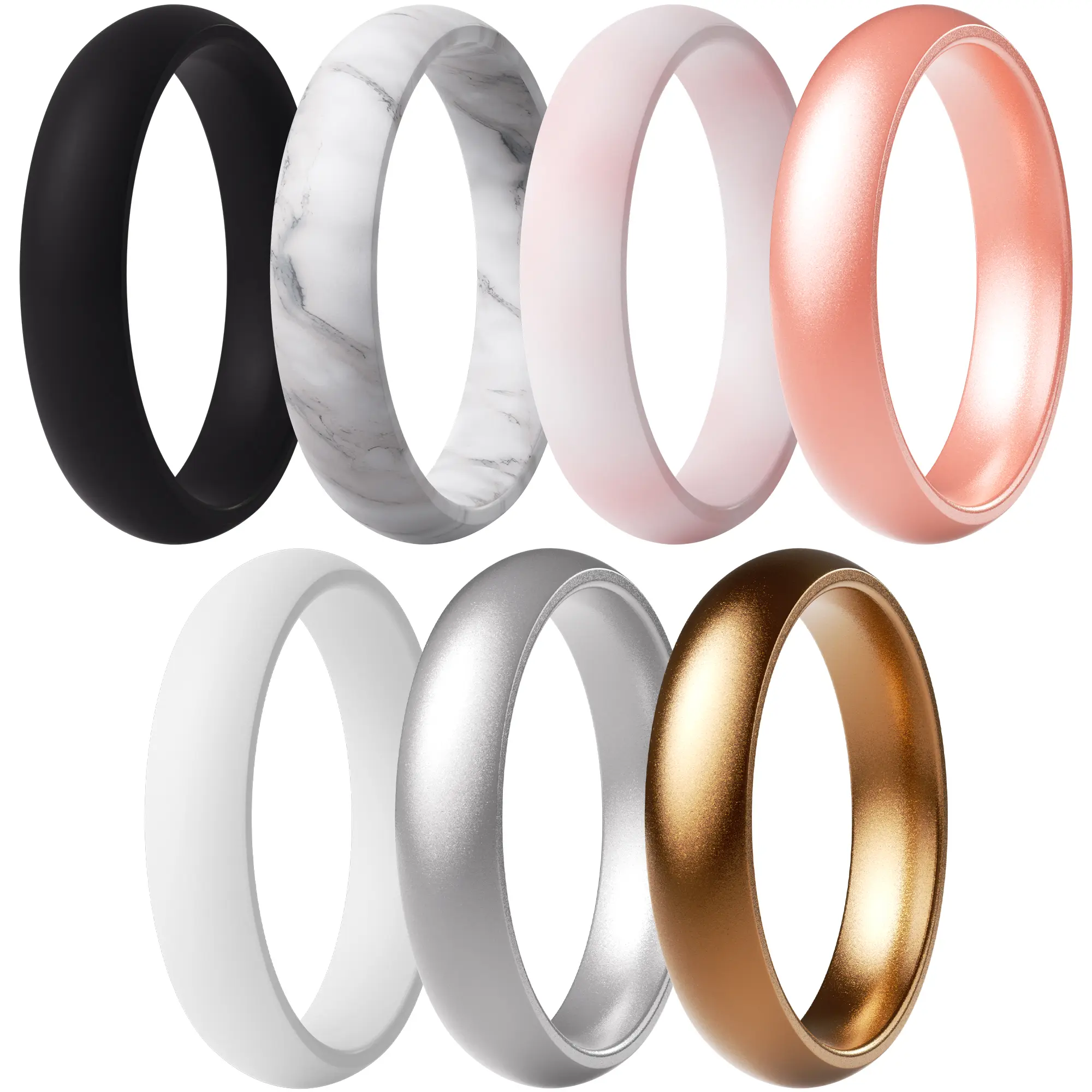 ThunderFit Silicone Anniversary Rings for Women, 5.5mm Wide, 2mm Thick, Wedding Rubber Bands, 1/3/4/5/6/7/8 Variety Multipack