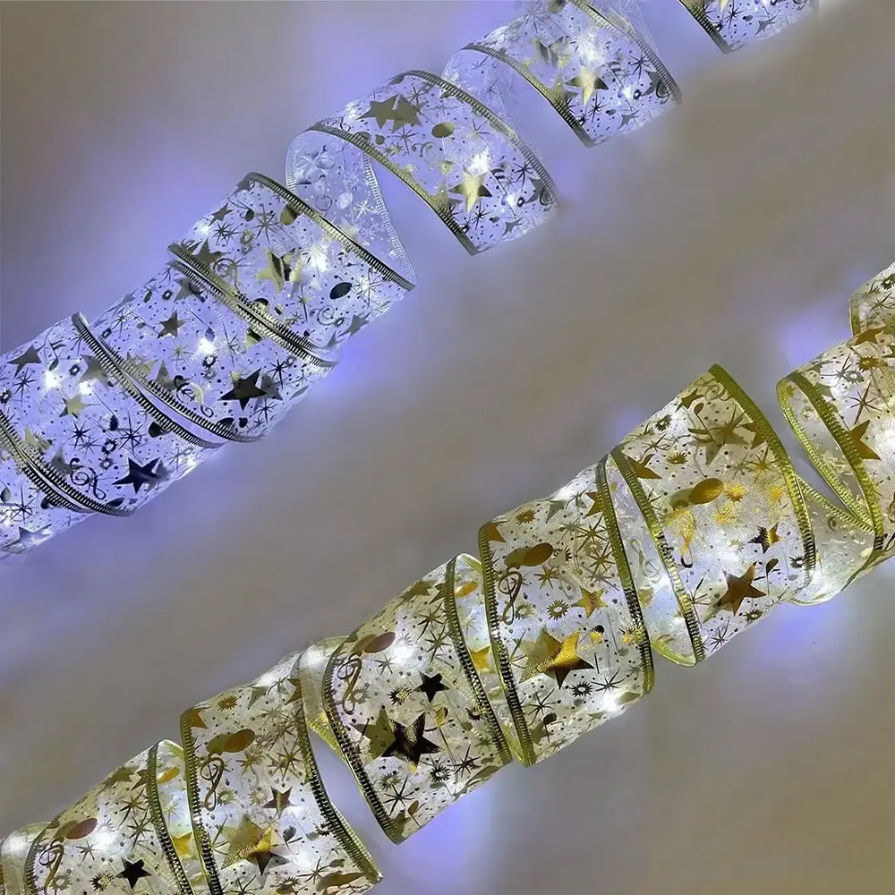 Christmas Tree Ribbon Light Roll, 10m Shiny Wave Design, Battery Powered (no Batteries Included), Holiday Indoor Outdoor Decor